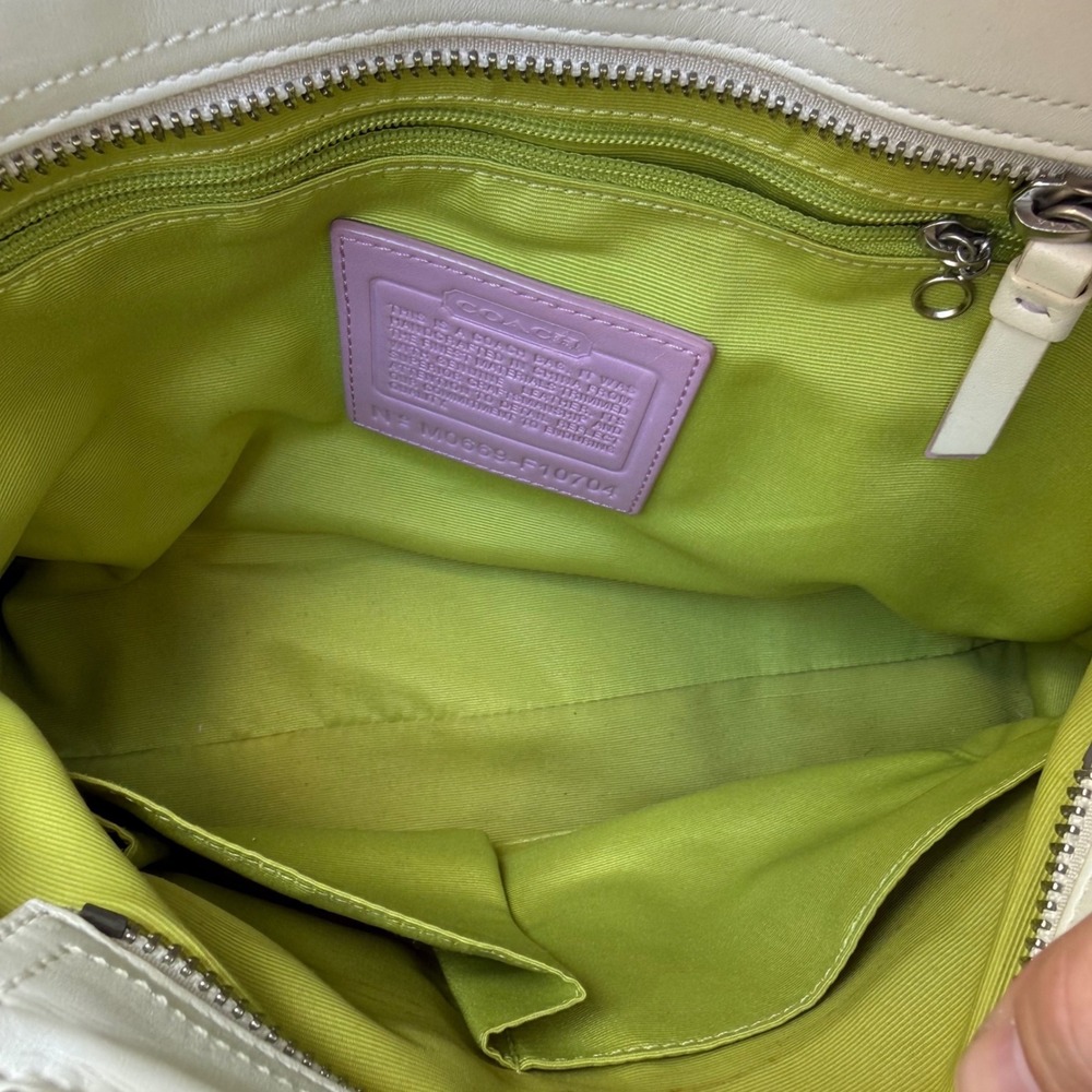 Vtg Y2K Coach Hampton Stripe Satchel Multi Color Pink Leather Tote Bag F10704 - Picture 10 of 14